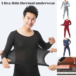Men's Thermal Underwear Men Seamless Elastic Thermals Inner Wear Constant Temperature Ultra-thin Suit Top Pants LF88