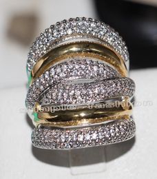 Fashion Jewellery Classic 236pcs Gem 5A Zircon stone 14KT White Yellow Gold Filled Engagement Wedding Band Ring Set Sz 5117357294