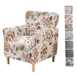 Chair Covers Tub Cover Soft Spandex Printed Club Armchair Slipcovers For Living Room Elastic Single Sofa Home Bar Counter El