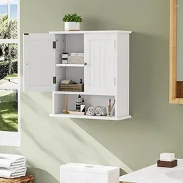 Storage Boxes Bathroom Wall Mounted Cabinet With Adjustable Shelves Hidden Shelf Durable MDF Construction White Organizer