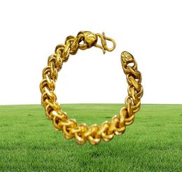 88 Inches Long Solid Bracelet 18k Yellow Gold Filled Hip Hop Men Bracelet 12mm Thick Wrist Chain41221542269180