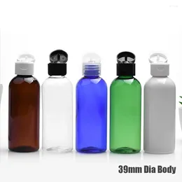 Storage Bottles 50pcs Empty Flip Cap Bottle Clear Plastic Shampoo Toner Makeup Tube Cosmetic Packaging Container White Black Lids 100ml