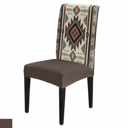 Chair Covers Brown Bohemian Geometric Dining Spandex Stretch Seat Cover For Wedding Kitchen Banquet Party Case