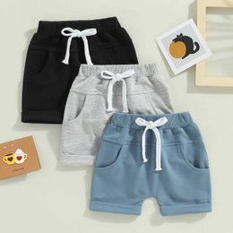 Shorts 3 shorts de pacote definido para crianças crianças e meninos casuais sólidos shorts esticados soltos shorts esportivos d240510