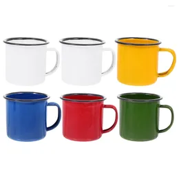 Mugs 6 Pcs Enamel Water Cup Heat-resistant Cups Healthy Yellow Coffee Mug Retro Style Outdoor Camping Toddler Metal