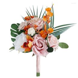 Decorative Flowers Wedding Bridal Bouquet Artificial Silk Peonies Ceremony And Home Decorations T5EF