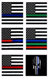 Thin blue line Flag direct factory whole 3x5Fts 90cmx150cm Law Enforcement Officers USA American police4825027