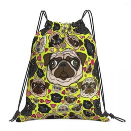 Backpack Pugs All Over The Place Backpacks Portable Drawstring Bags Bundle Pocket Sports Bag Book For Man Woman School
