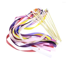 Party Decoration 12PCS Fairy Sticks Colourful Ribbon Wand Streamers Wands With Bells Lawn Decor For Wedding Birthday