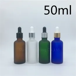 Storage Bottles Travel Bottle 50ml Amber Green Blue Transparent Frosted Glass Essential Oil 50cc Perfume Dropper