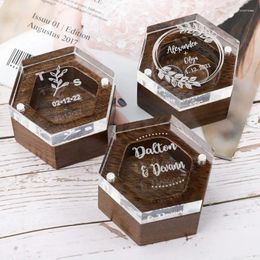 Gift Wrap Personalised Solid Wood Acrylic Ring Box Wedding Hexagonal Custom Engraved Logo