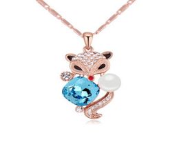 Crystal from Austrian Fox Necklace Pendants Fashion Accessories For Women Bride Party Jewelry Gift Rose Gold Plated 207459501673