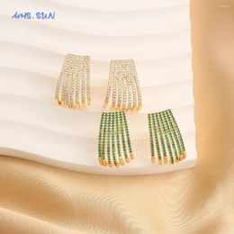 Stud Earrings MHS.SUN Luxury Zircon Claw C-shape Gold Plated Copper Metal For Women Girls Colour CZ Ear Accessories Jewellery