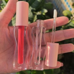 2.5ML Mini Clear Lip Gloss Tube Transparent Lip Paint Oil Applicator Cosmetic Lipstick Lip Balm Sample Bottle Pink Cap Tools