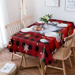 Table Cloth Christmas Santa Claus Rectangle Tablecloth Festival Party Restaurant Navidad Decoration Waterproof Dining Round Cover