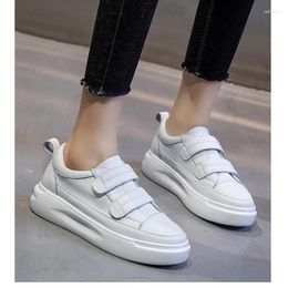 Casual Shoes Phoentin Women Platform Leather Sneakers Hook & Loop Sports White Ladies Thick Soled 3cm Low Heels Vulcanized FT2836