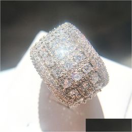With Side Stones Mens Sier Diamond Ring High Quality Fashion Engagement Rings For Women Drop Delivery Jewellery Otmgp