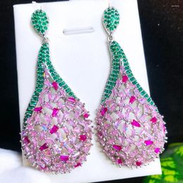 Dangle Earrings Kellybola Trend Luxury Pink Drop For Women Bridal Wedding High Quality CZ Cubic Zircon Fashion Jewellery