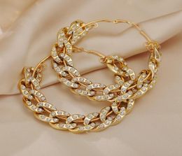 Trend Crystal Cuban Link Chain Earrings For Women Unusual Big Hoop Gold Color Circle Earring Jewelry Huggie9784155