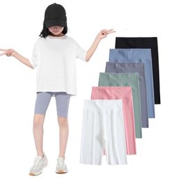 Girls Sports Pants Summer Thin Knee Length Kids Bottom Leggings Solid Colour Skinny Shorts Childrens Shark Pant 240510