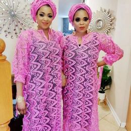 Ethnic Clothing Muslim Women Luxury Dress African Loose Lace Gowns Dashiki Turban Islamic Kaftan Femme Dubai Nigerian Style Robe