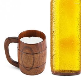 Mugs 1Pcs Natural Wooden Coffee Mug Retro Capacity Tea Water Beer Cup Classic Wood Drinking With Handle