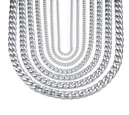 TN0022 55cm 316L Titanium steel Classical Style Chain Necklaces For Men Women Fashion Jewellery White Gold Colour Different Size1610817