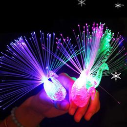 Party Decoration Glowing 100PCS Peacock Finger Light Flash Color Changing Open Screen Fiber Optic Shining In The Dark