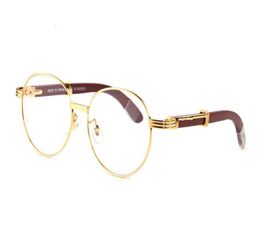 luxury white buffalo horn glasses metal frames real Wooden Brand designer sunglasses brands for men vintage round wood glasses wit4467693