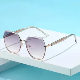 Sunglasses Vintage Luxury Designer Women Rimless Gradient Shade UV400 Goggles Gift Set Metal Polygon Frame Sun Glasses For Men