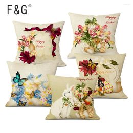 Pillow Happy Easter Decorative Cover Egg Floral Print Pillowcase For Car Home Sofa Decor