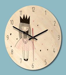 Orologio da parete per immagini stampato in legno Girl Reloj de per Childrens Room Ambiente Silent Horloge Y2001092697933