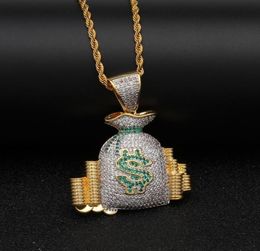 Pendant Necklaces Classic Men039s Money Bag Necklace Fashion Cash Coin Hip Hop Charm Bead Jewelry Gift For Men And Women3907140