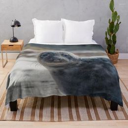 Blankets Sweet Baby Seal On A Beach Looking At You With Big Eyes Throw Blanket Nap Single Fluffys Large Bed Linens