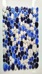 Navy blue white pebble porcelain mosaic kitchen backsplash tile PPMTS09 ceramic bathroom wall tiles8378869