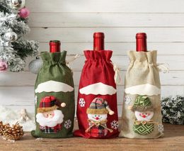 Creative Cartoon Christmas Gift Linen Wine Bottle Cover Bags Holder New Year Christmas Decorations For Home Party Dinner Table Dec2836756