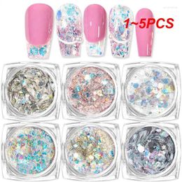 Nail Glitter 1-5PCS Colorful Manicure Nails Iridescent Mixed Hexagon Sparkling Flakes Aurora Gel Polish Decor Accessories