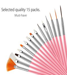 Nail Art Pen 15pcsset Kit Suit Package Point Drill Painted brush Pull Oblique Suitable For Professional Use or At Home DIY Gel Na2419544