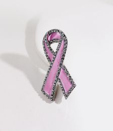 Large Flat rhinestone Pink Ribbon Breast Cancer Awareness Lapel Pin4607389