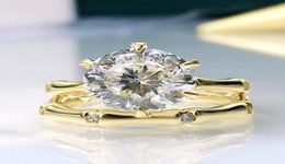 14K Gold Solitaire 10mm Moissanite Diamond Ring Set Original 925 sterling silver Wedding band Rings for Women Promise Jewelry928563215707