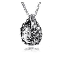 Pendant Necklaces Stainless Steel Chain Necklace Half Faced Buddha Face Devil Glamour Rock Hip Hop Men And Women Jewelry8487025