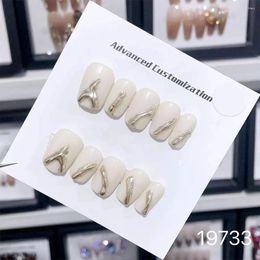 Party Favour 10 Pcs Hand Made Press On Nails Short Square Korea Style Cute Cool Girl Gift Idea Wearable Full Cover Fake Nail For Fingers