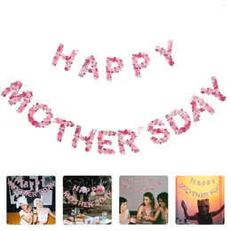 Party Decoration Mother's Day Decorative Flags Pink Decorations Happy Banner Themed Bunting Supplies Paper Hanging Ornament