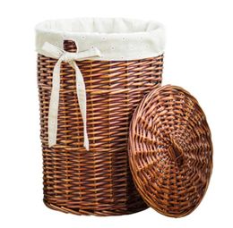 Clothes storage basket hamper laundry barrel rattan large clothing toy tweezers household with cover C012545407084611960