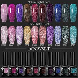 UR SUGAR 10PCS Reflective Series Nail Gel Polish Set Fluorescent Luminous Semi Permanent UV Led Gel Manicure Nail Art Varnish 240510