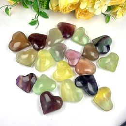 Decorative Figurines Natural Crystal Beautiful Candy Fluorite Heart Spiritual Healing Reiki Energy Gemstone For Gift