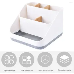 Storage Boxes Small Size Capacity Organizer Wooden Desktop Box With 6 Compartments For Remote Control Scissors Glasses Home