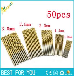 New one set 50x 1152253mm HSS High Speed Steel Drill Bit Set Tools Titanium Coated Highintensity drills54979701717925