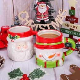 Mugs Ceramic Holiday Coffee Heat Resistant Santa Reindeer Cup 350ml Cute Christmas Drinkware Mug For Housewarming Gift