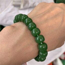 Hetian jade old bead bracelet Apple bead spinach green jasper bracelet